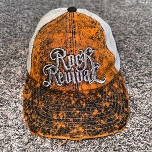 Rock Revival Jeans Buckle Exclusive Snapback Mesh Trucker Hat Cap Orange White